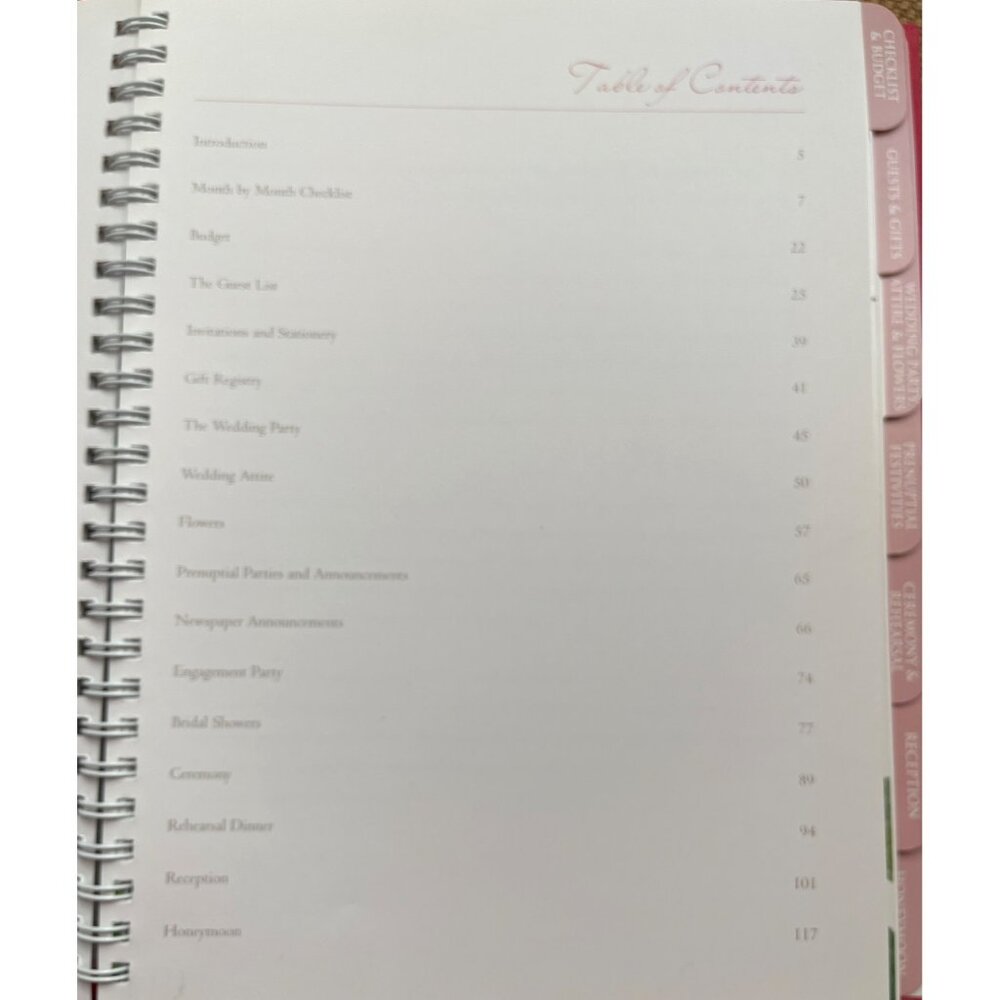 Wedding Planner Book Spiral Botanical Floral Blank 7 Tab 1999 Galison Publishing - Picture 10 of 10